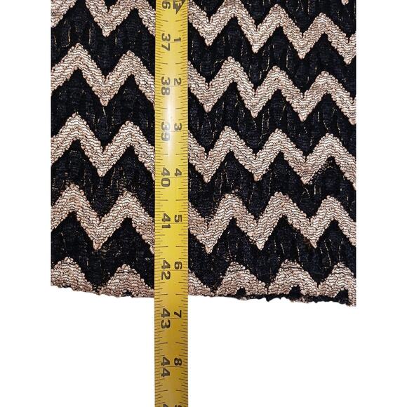 Palazzo Chevron Pants Sz XL Black Gold Fancy Cocktail HOLIDAY Sophisticated Chic - Picture 8 of 12
